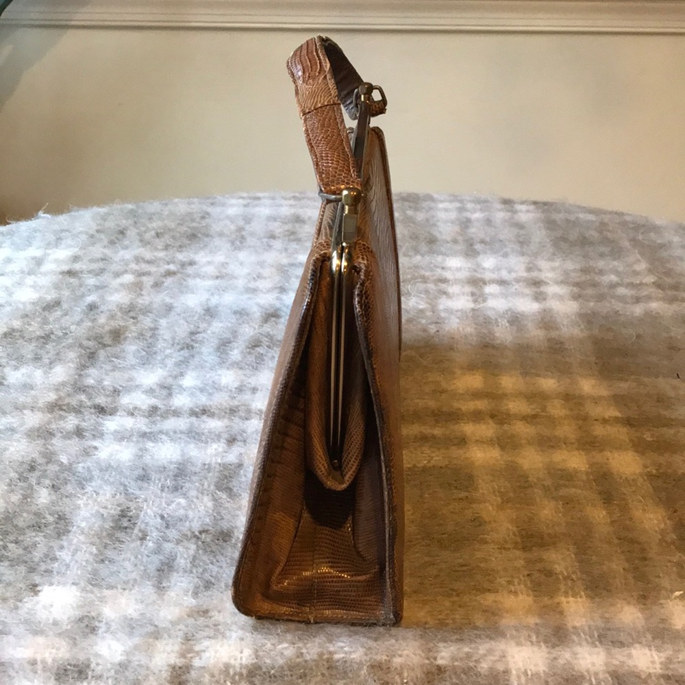 Vintage Authentic Python Snakeskin Frame Box Hand… - image 3